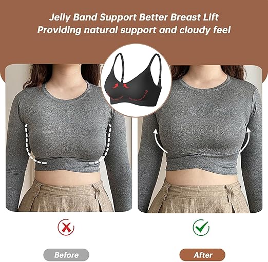 OEAK Womens Wireless Jelly Bras Comfortable Push Up Bra - Image 8