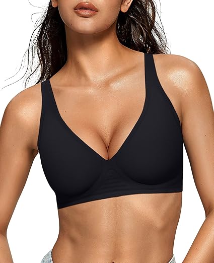 OEAK Womens Deep V Bras Wireless Comfortable Bra Bralettes - Image 5