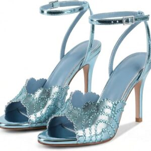 UJPFEO Rhinestone High Heel Sandals for Women Round Open Toe