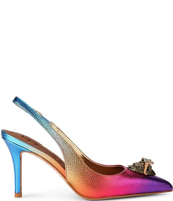 Kurt Geiger London Belgravia Metallic Rainbow Leather Logo Ornament