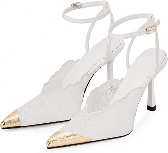 Women Lace Slingback Stiletto High Heels 2026 Pointed Toe Soft Sexy