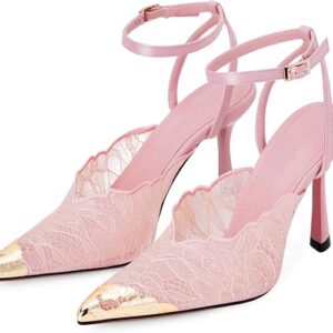 Women Lace Slingback Stiletto High Heels 2026 Pointed Toe Soft Sexy