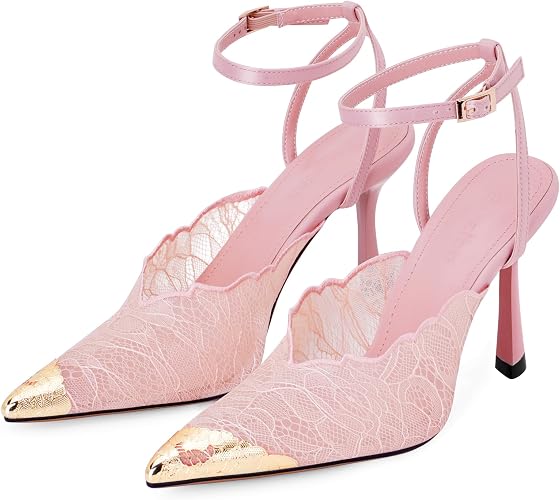 Women Lace Slingback Stiletto High Heels 2026 Pointed Toe Soft Sexy