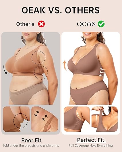 OEAK Womens Deep V Bras Wireless Comfortable Bra Bralettes - Image 10