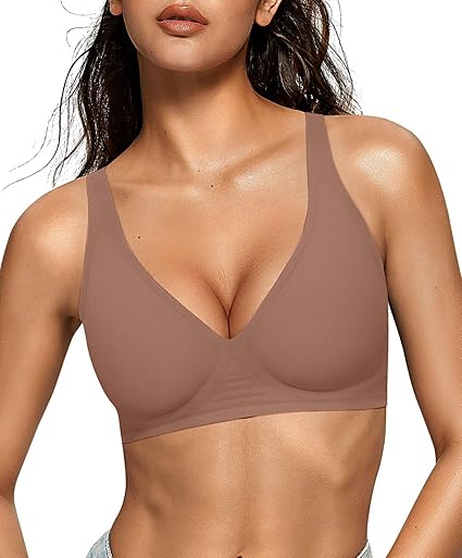 OEAK Womens Deep V Bras Wireless Comfortable Bra Bralettes - Image 2