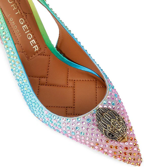 Kurt Geiger London Belgravia Rainbow Crystal Embellished Sling Pumps - Image 3
