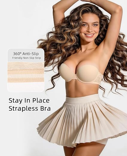 Strapless Push Up Bras for Women Padded Add One Cup - Image 4