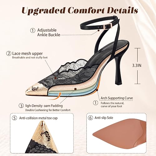 Women Lace Slingback Stiletto High Heels 2026 Pointed Toe Soft Sexy - Image 2