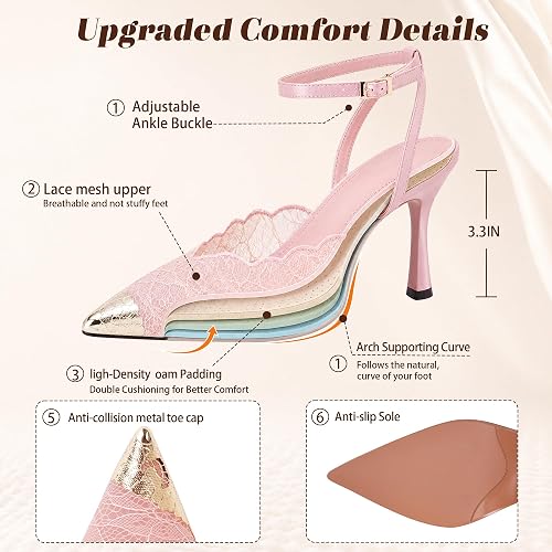 Women Lace Slingback Stiletto High Heels 2026 Pointed Toe Soft Sexy - Image 2