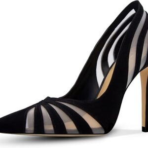HOCHFART Women's Mesh Pumps Pointed Toe High Heels Closed Toe