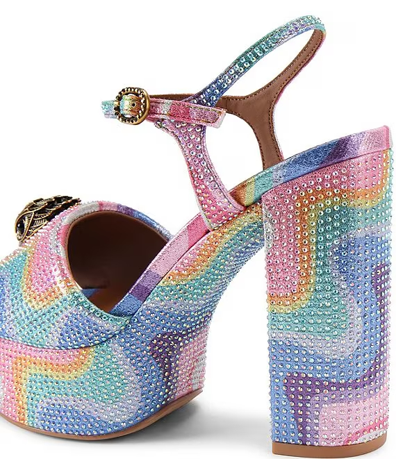 Kurt Geiger London Kensington Rainbow Crystal Embellished Logo Platform - Image 4