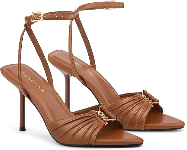 Women's High Stiletto Heels Pointed Open Peep Toe Ankle Strap - Image 3