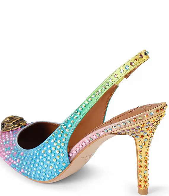 Kurt Geiger London Belgravia Rainbow Crystal Embellished Sling Pumps - Image 2