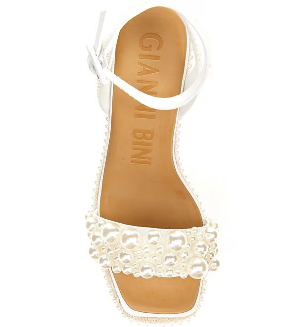 Gianni Bini Savanna Pearl Ornamented Woven Platform Wedge Sandals - Image 6