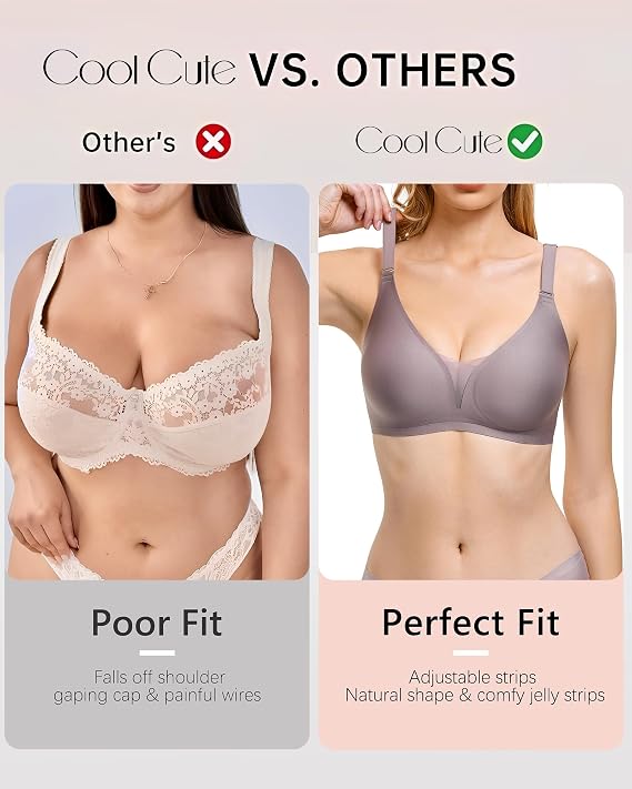 COOL CUTE Jelly Bras for Women No Underwire Sexy V-Neck - Image 6