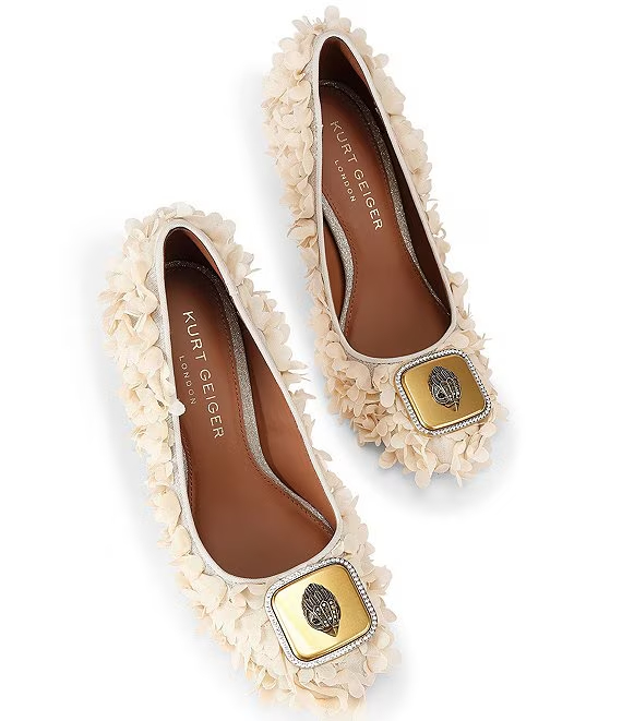 Kurt Geiger London Pimlico Flower Ornamented Logo Hardware Court Pumps - Image 3