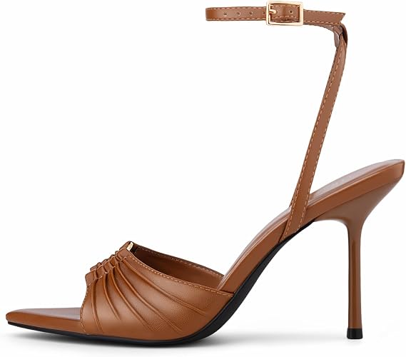Women's High Stiletto Heels Pointed Open Peep Toe Ankle Strap - Image 6