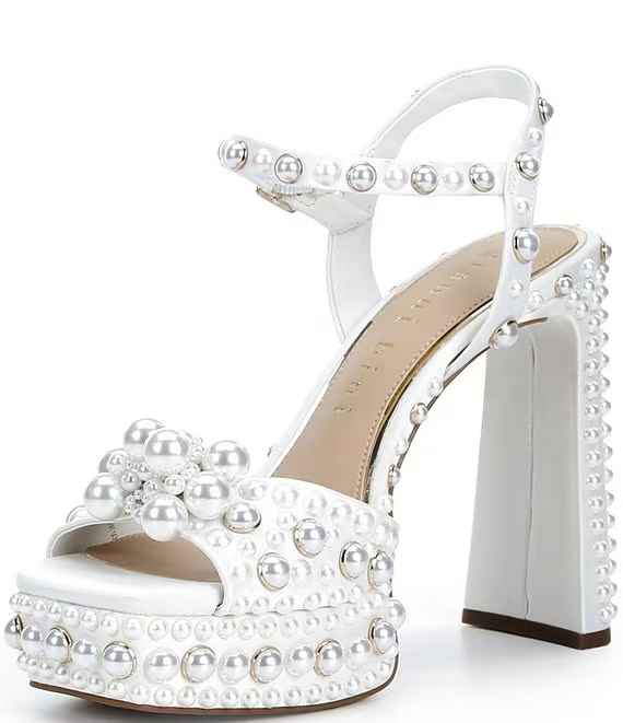 Gianni Bini Hazell Pearl Embellished Ankle Wrap Platform Sandals - Image 6