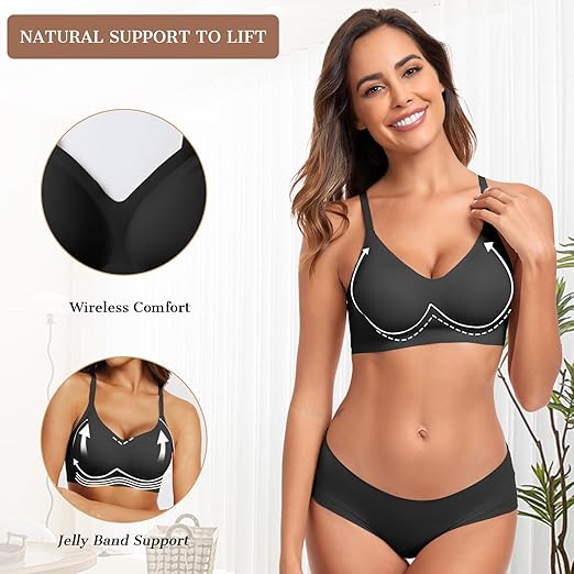 OEAK Womens Wireless Jelly Bras Comfortable Push Up Bra - Image 6