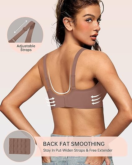 OEAK Womens Deep V Bras Wireless Comfortable Bra Bralettes - Image 4