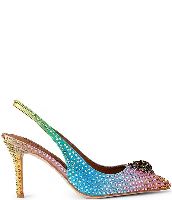 Kurt Geiger London Belgravia Rainbow Crystal Embellished Sling Pumps