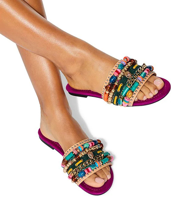 Kurt Geiger London Southbank Beaded Ornament Suede Slide Sandals - Image 5