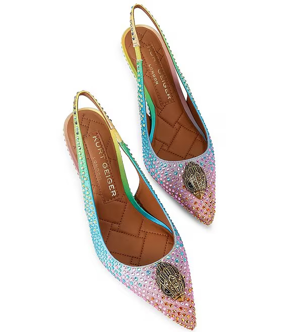 Kurt Geiger London Belgravia Rainbow Crystal Embellished Sling Pumps - Image 5