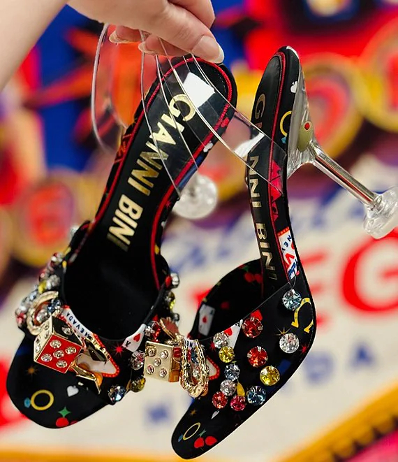 Gianni Bini Maverick Printed Casino Ornament Martini Heel Dress Sandals - Image 6