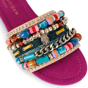 Kurt Geiger London Southbank Beaded Ornament Suede Slide Sandals
