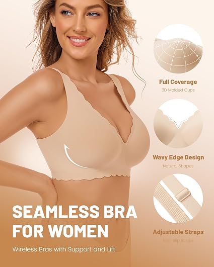 3P Deep V Petal Bras for Women No Underwire Soft - Image 4