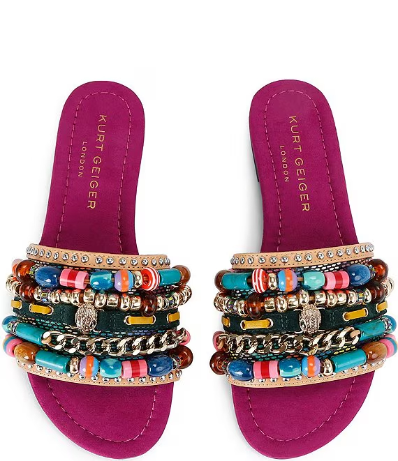 Kurt Geiger London Southbank Beaded Ornament Suede Slide Sandals - Image 2