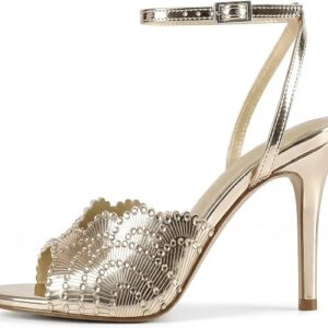 UJPFEO Rhinestone High Heel Sandals for Women Round Open Toe