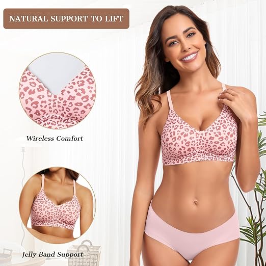 OEAK Womens Wireless Jelly Bras Comfortable Push Up Bra - Image 4