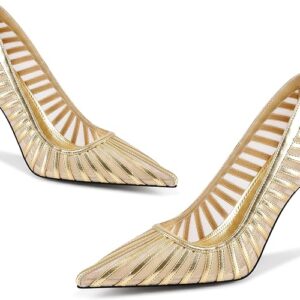 Women's Pumps Pointed Toe Heels Closed Toe Mesh Pumps High Stiletto