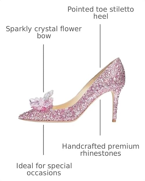 sexytag Women's Crystal Rhinestone Poined Toe Pumps Clear Stiletto High Heels - Image 5
