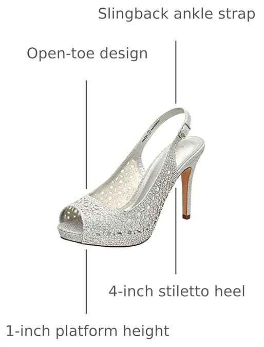 DREAM PAIRS Women's Platform Peep Toe Pump Heels Dress Rhinestones - Image 6