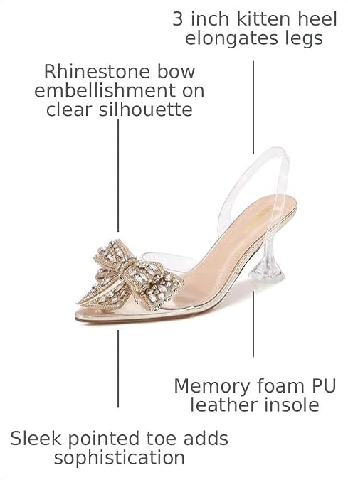Berness Women's Crystal Bow Slingback Kitten Heels Closed Toe, 3-inch Heel - Image 5