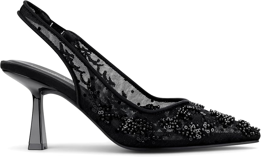 Women’s Wedding Shoes 2.5 Inch Kitten Heels, Slingback Pumps, Rhinestone - Image 3
