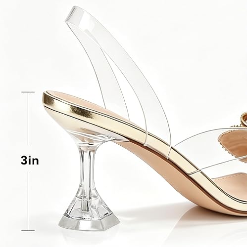Berness Women's Crystal Bow Slingback Kitten Heels Closed Toe, 3-inch Heel - Image 4