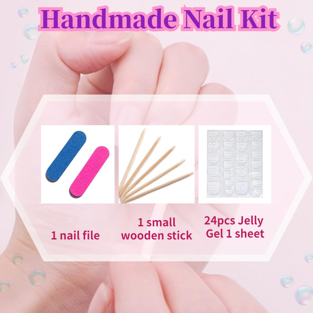 Small size Press On Nails - Handmade Unique Almond Fake Nails, Thick Acrylic and Muti-Layer Gel - Image 8