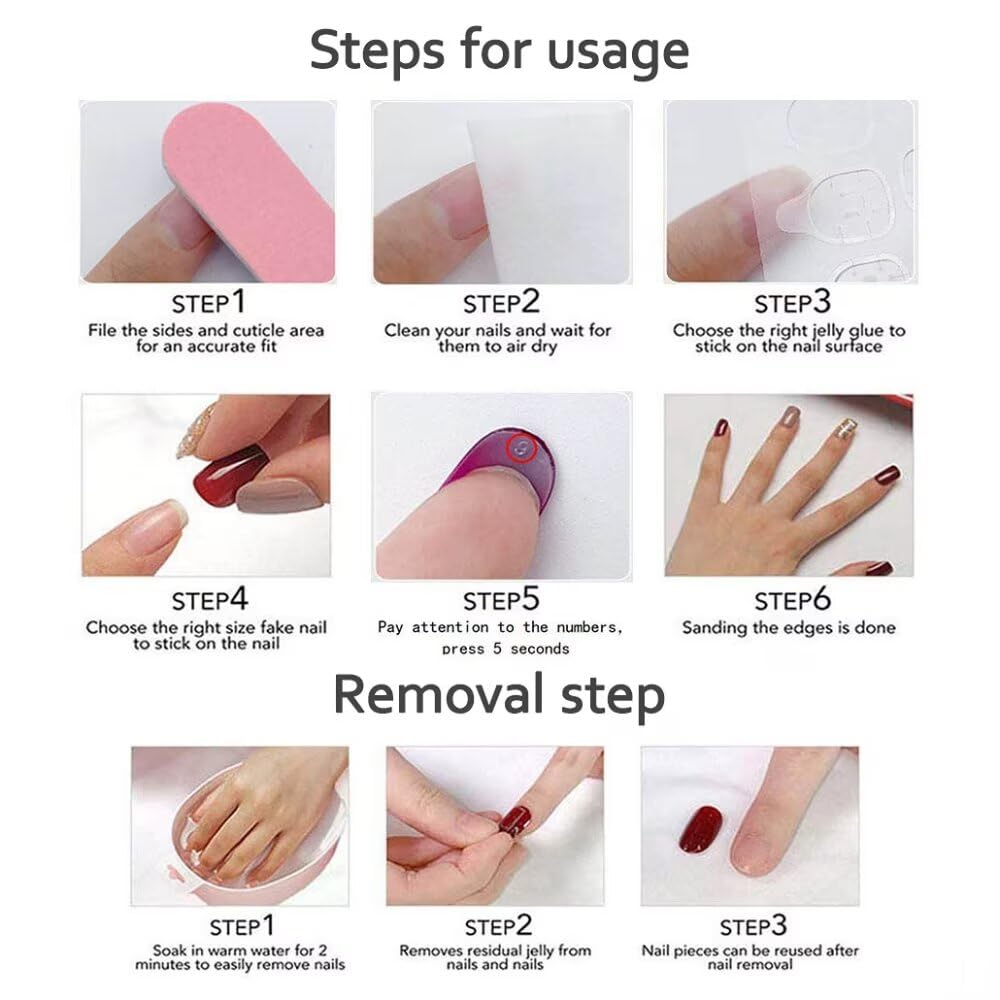 Maglfell Luxury Press on Nails - Cute Handemade Long Almond Fake Nails, 3D French Stiletto - Image 4