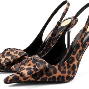 Women's Square Rose Flower Slingback Pumps Pointed Toe Stiletto Heels