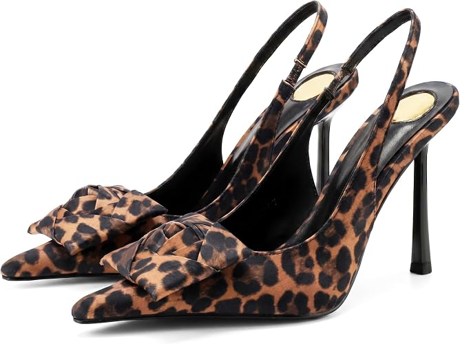 Women's Square Rose Flower Slingback Pumps Pointed Toe Stiletto Heels