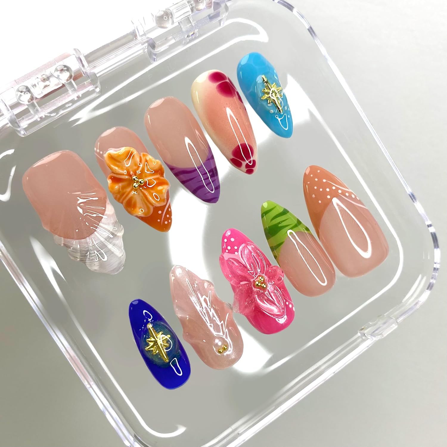 Small size Press On Nails - Handmade Unique Almond Fake Nails, Thick Acrylic and Muti-Layer Gel - Image 3