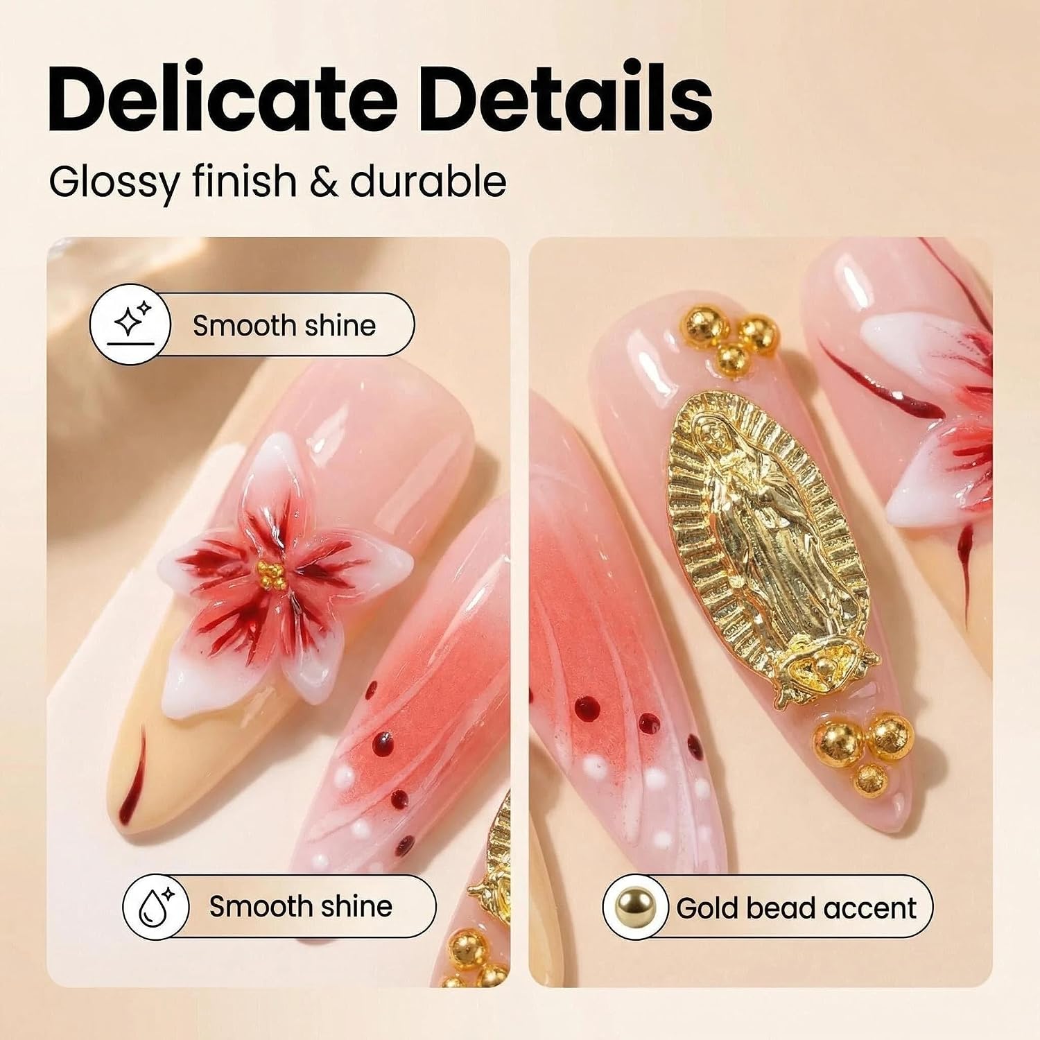 10pcs Handmade Press on Nails Long Stiletto False Nails Yellow French Tip Fake Nails with 3D Pink - Image 4