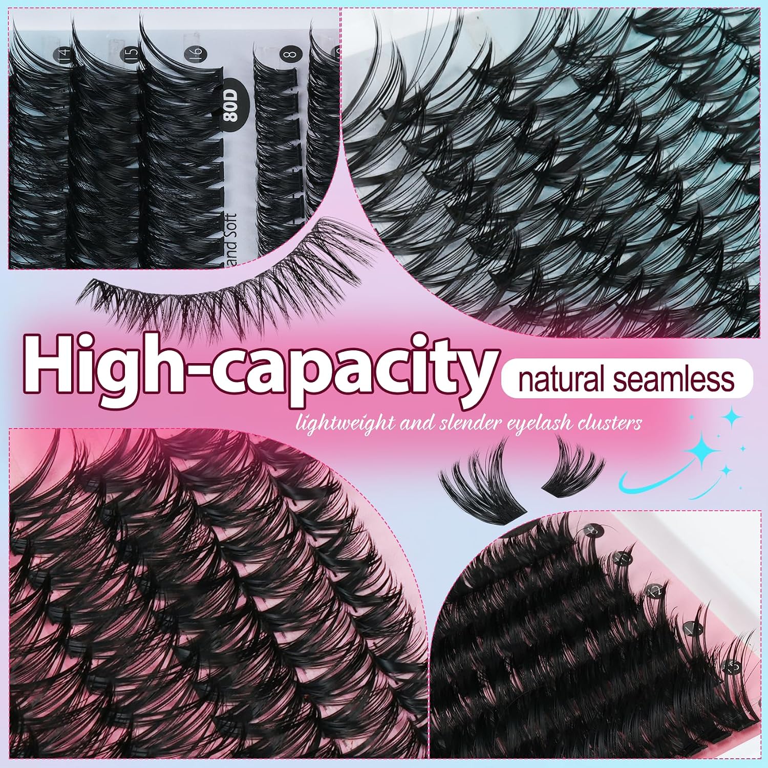 Lash Clusters Kit 708Pcs Individual Cluster Lash Extensions Kit 30D+40D+50D+60D+80D+100D - Image 4
